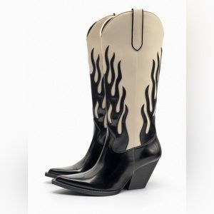 Zara mid-calf contrasting flame cowboy boots